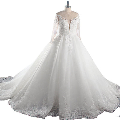RSW1624 Bridal Gown Arab Women Real Photo Long Sleeve Wedding Dress