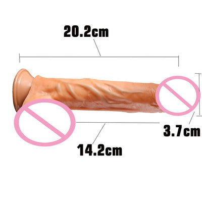 High-quality 20cm double layered huge realistic silicone sex toy up down vibrating dildo artificial penis for women