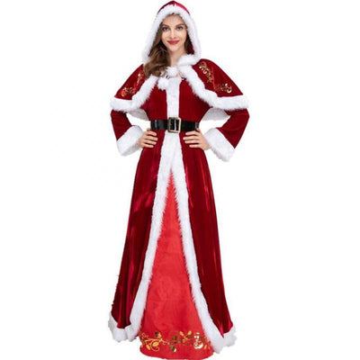 Plus Size Deluxe Velvet Adults Christmas Costume Cosplay Couple Santa Claus Clothes Fancy Dress Xmas