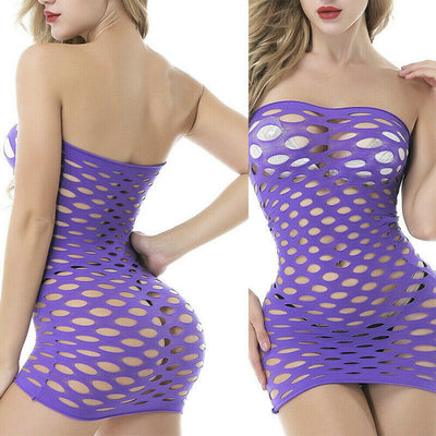 2021 new fishnet underwear stretch cotton sexy underwear hot women sex costume mesh baby doll dress