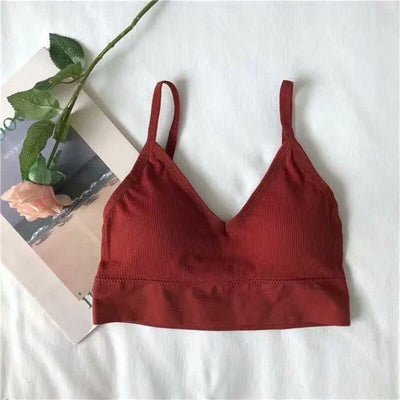 New fashion simple solid color student thread underwear bra beauty back bra tube top sports lingerie - goldylify.com
