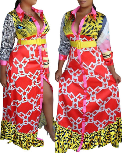 Wholesale African Clothing African Kitenge Dress Designs Long Sleeve Maxi Dress