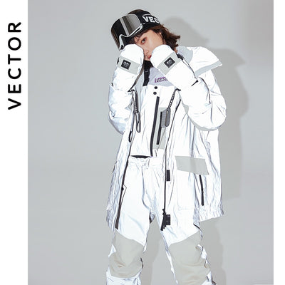 Women's Warm Ski Suit Hooded Women's Men's Waterproof Windproof Reflective Ski Snowboard