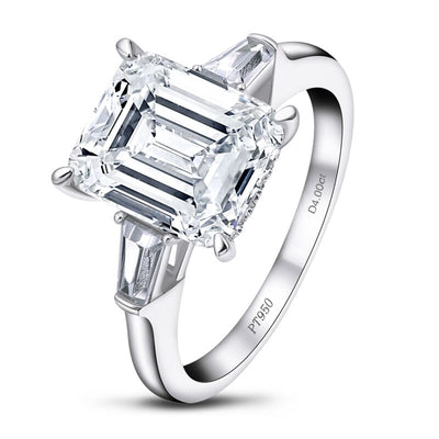 AINOUSHI 4 Carat Emeraled Cut Engagement Ring for Women Three Stones Rings 925 Sterling Silver Wedding Jewelry - goldylify.com