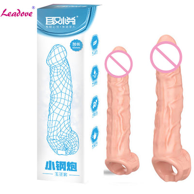 Wiederverwendbare Dicke Kondom Silikon Penis Extender Erweiterung Dildo Penis Verzögerung der Ejakulation Sex Spielzeug Für Männer Homosexuell YS0289