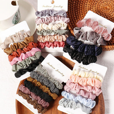 1 Set Scrunchies Hair Ring Candy Color Hair Ties Rope Autumn Winter Women Ponytail Hair Accessories 4-6Pcs Girls Hairbands Gifts - goldylify.com