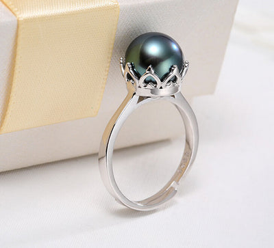 430 9-10mm strong glossy Tahiti pearl circle ring design - goldylify.com