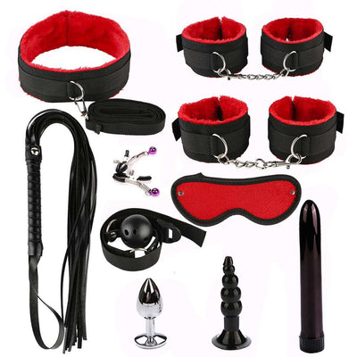 FREE SHIPPING Sex Bondage Set Handcuffs Gag  Whip Erotic Toys Adult Sex Toys for Women Couples Sex Shop Anal Butt Plug Tail