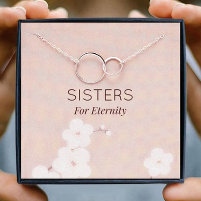 Sister Necklace Best Gifts Women Two Interlocking Infinity Circles Pendant Necklaces Birthday Gifts Soul Jewelry Birthday Gift