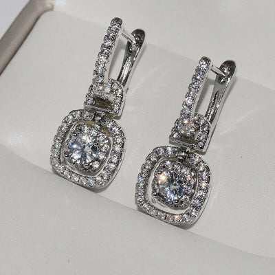 S925 Sterling Silver Moissanite Earrings for Women Fashion Wedding Diamond Office Fine Jewelry Drop Earrings Orecchini Girls