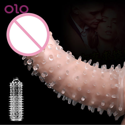 OLO Wiederverwendbare Kondom Verzögerte Ejakulation Erwachsene Sex Spielzeug für Mann Männlichen Erweiterung Erwachsene Produkt Cock Abdeckung Ring Penis Hülse