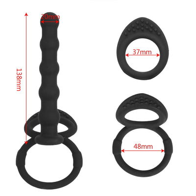IKOKY Tragen Anal Plug Prostata Massage Cock Ring Fünf-bead Butt Plug Silikon Anal Sex Spielzeug für Männer Paare erwachsene Produkt
