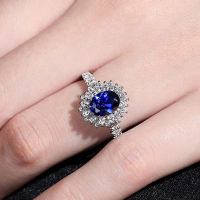 Huitan Wedding Anniversary Ring with Oval Cutting Blue Cubic Zirconia Luxury Jewelry Valentines Gift Fashion Rings for Women - goldylify.com