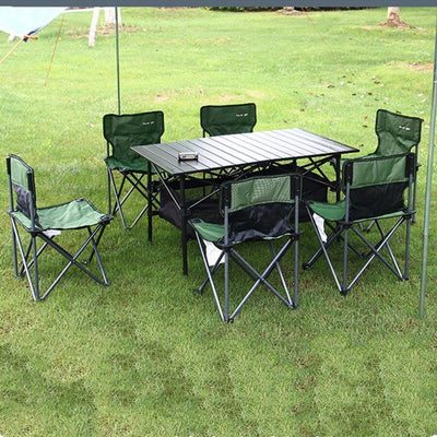 7 Pcs Fold Tables Chairs Suit Outdoors Travel Fishing Beach Barbecue BBQ Picnic Camping Since Driving Tour Equipment Alloy Tools - goldylify.com