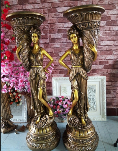 Beautiful Elegant Lady Holds Vase Statue Ornament Living Room Hotel European Retro Decoration - goldylify.com