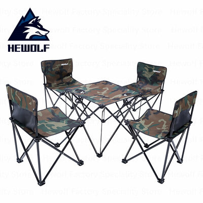 Hewolf Camping 4 Seat 1 Table Folding Tables Chairs Portable Camouflage Picnic Table Chairs Outdoor Fishing Picnic BBQ Equipment - goldylify.com