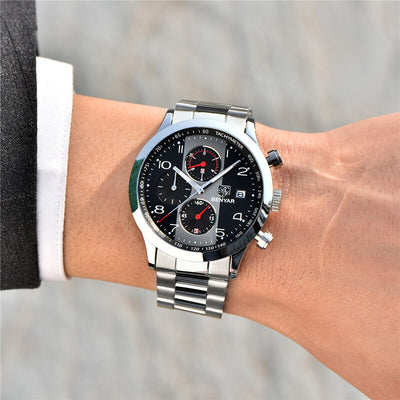 BENYAR Men Watch Top Brand Luxury Chronograph Waterproof Military Male Clock Full Steel Sport Wristwatch relogio masculino 5133 - goldylify.com