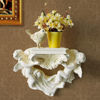 European resin wall shelf stereo wall decoration crafts creative double angel wall pendant support - goldylify.com