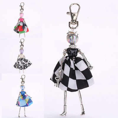 YLWHJJ brand 2017 New Fashion Cute Doll bag Keychain Jewelry Women Dress Resin bead Girl Key Chain Princes Alloy hot Car Pendant - goldylify.com