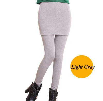 Skirt Leggings Women Winter  Fleece Lined Seamless Ultra Soft Stretch Trip Blend Calf Thermal Plus Size ouc902 