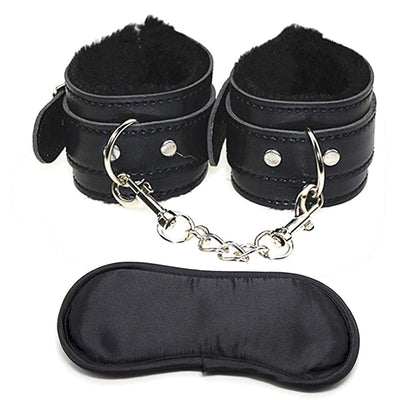 SM Sex toys Soft Comfortable PU Fur Leather Handcuffs Wrist Cuffs and Blindfold Eye Mask New Fun must men and women flirting H5 - goldylify.com