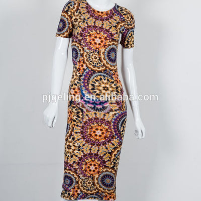 African Short Sleeve Knee Length Cotton Ethnic Ladies Dress