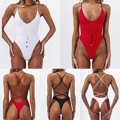 2019 Custom String Bikini Sport Swimsuit Cover Up Woman Swimwear One Piece