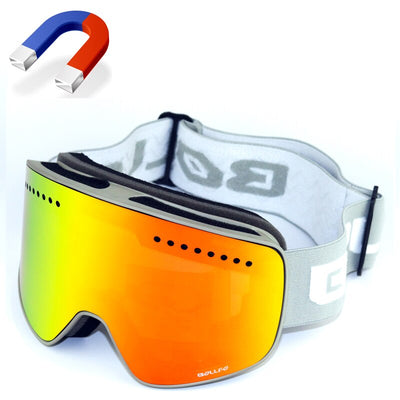 BOLLFO Brand Magnetic Ski Glasses Double Lens mountaineering glasses UV400 Anti-fog Ski Goggles Men Women snowmobile spectacles - goldylify.com