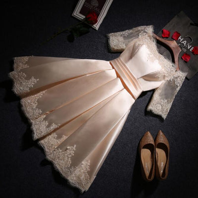 LN0203Q Bridesmaid short dress fashion Lace bridal dress off-shoulder wedding dresses