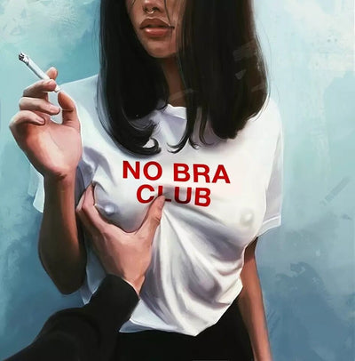 GAAJ No Bra Club Sex T Shirt Women Fashion Plus Size Woman T-Shirt Clothes Solid Design O Neck Casual Tee Shirt Slim 511TA# - goldylify.com