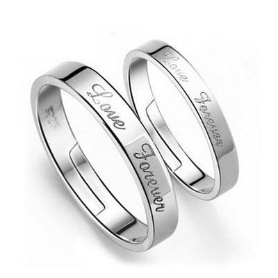 OMHXZJ Wholesale Fashion English Forever Love Lovers Couple 925 Sterling Silver open adjust female for Woman Man Ring Gift RG30 - goldylify.com