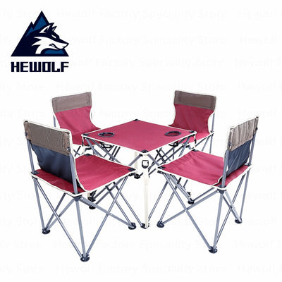Hewolf Folding Tables and Chairs Outdoor Camping Chairs A Set 4 Seat 1 Table Portable Camping Tools Outdoor Picnic BBQ Equipment - goldylify.com