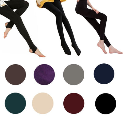 Womens High Waist Stretchy Thicken Velvet Warm Solid Color Skinny Footless/Footed leggings Thermal Ankle Slim Full Lengt - goldylify.com