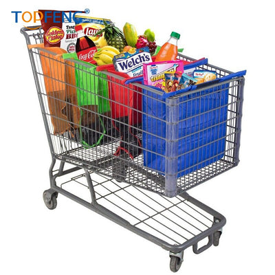 TopFeng 4pcs/set Cart Trolley Supermarket Shopping Bag Grocery Grab Shopping Bags Foldable Tote Eco-friendly Reusable Supermarke - goldylify.com