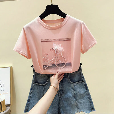 BOBOKATEER Fashion T-shirt Female Summer Tops Kawaii Pink Tee Shirt Femme White T shirt Women Clothes 2019 New Camisas Mujer - goldylify.com