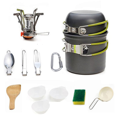 Camping Cookware Mess Kit Backpacking Gear Hiking Outdoors 1-2 People Bag Out Bag Cooking Equipment Cookset - goldylify.com