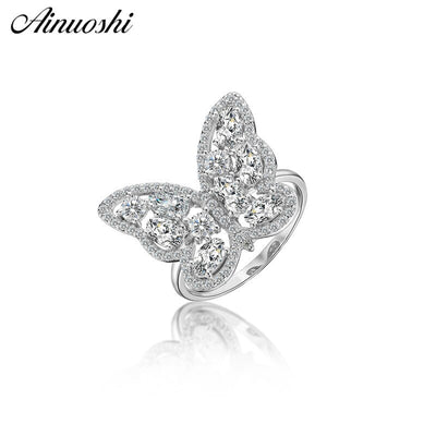 AINUOSHI Luxury 925 Sterling Silver Women Wedding Engagement Bridal Rings Annimal Butterfly Silver Rings Jewelry anillo de bodas - goldylify.com