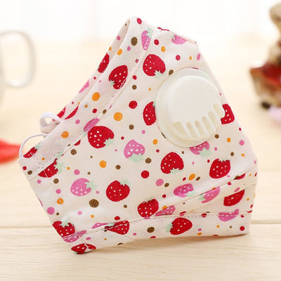 Winter Children Kids Dustproof Washable Cotton N95 Mouth Mask Cartoon Car Strawberry Printed Adjustable Respirator With Breath - goldylify.com