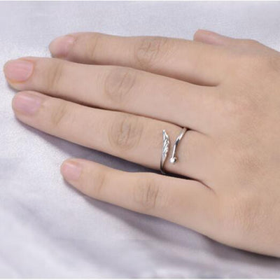 OMHXZJ Wholesale Fashion Romantic Angel wings Lovers Couple 925 Sterling Silver open adjust female for Woman Man Ring Gift RG07 - goldylify.com