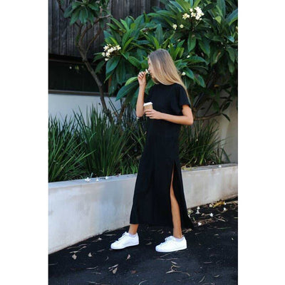 Maxi T Shirt Dress Women Summer Christmas Party Sexy Vintage Bandage Knitted Boho Bodycon Casual Black Long Dresses Plus Size - goldylify.com