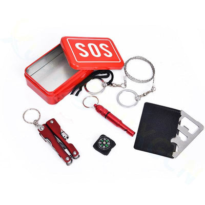 10set Outdoor Emergency SOS Kit First Aid Box Field Self-help Camping Hiking Equipment Travel Survival Gear Tool whistle Kits - goldylify.com
