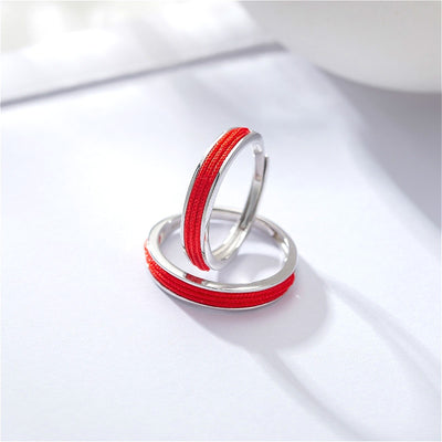 Flyleaf Red Rope 925 Sterling Silver Couple Rings For Women High Quality Fashion Fine Jewelry Open Ring Men Valentine's Day Gift - goldylify.com