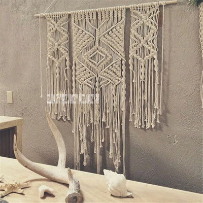 1.1*1.6m Bohemia Hand-woven Rope Wall Hanging Macrame Tapestry Handmade Curtain Wedding Home Window Backdrop Wall Craft - goldylify.com