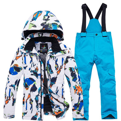 Thermal Kids Ski Suit Boys Girls Ski Jacket Pants Set Windproof Waterproof Snowboarding Jacket