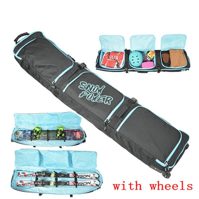 Black Adult Monoboard Snowboard Bag Large Skiing Protective Pouch Professional Sport Ski Equip With Wheel Ski Bag Double Board - goldylify.com