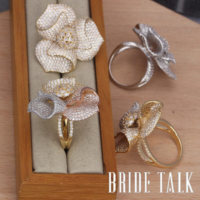 BRIDE TALK luxury brand zircon wedding ring engagement bridal flower rings women jewelry anel masculino - goldylify.com