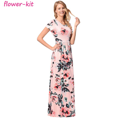 African Kitenge Floor Length Design Long Dress Elegant, Summer Floral Women Maxi Boho Dress