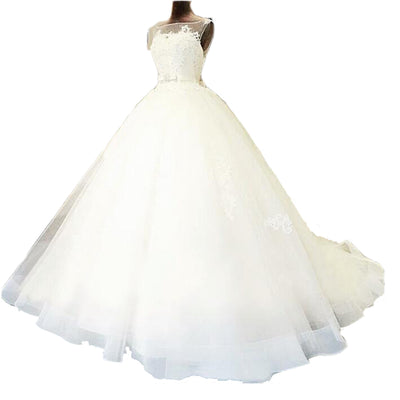 Ywhola Vintage Sleeveless Bow Long Tail Bridal Gowns Customized Size Wedding Dresses