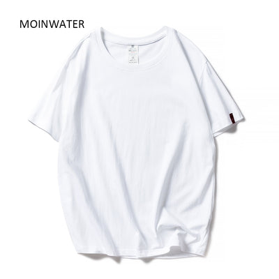 MOINWATER New Women Black White Tshirts Lady Solid Cotton Tees Short Sleeve T shirts Female Summer Tops for Woman MT1901 - goldylify.com