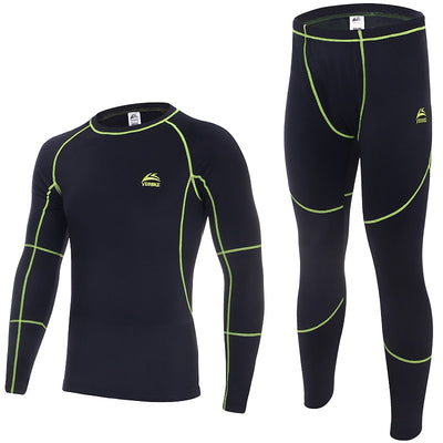 Outdoor Sports Fitness Underwear Set Winter Fleece Mens Cycling Base Layers Men Thermal Warm Long Johns Running Top Pants Suits - goldylify.com